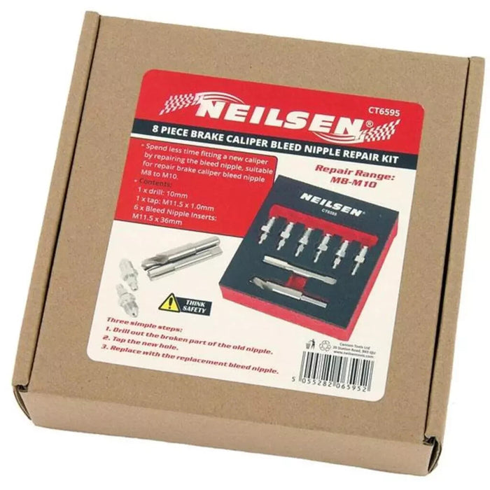 Neilsen 8pc Brake Caliper Bleed Nipple Thread Repair Inserts Kit Set