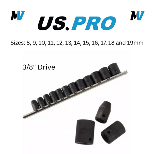 US PRO 3/8"Inch Drive IMPACT Socket Set Shallow Impact Sockets 8mm-19mm 6PT 3834