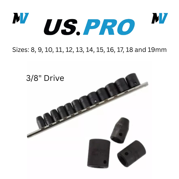 US PRO 3/8"Inch Drive IMPACT Socket Set Shallow Impact Sockets 8mm-19mm 6PT 3834