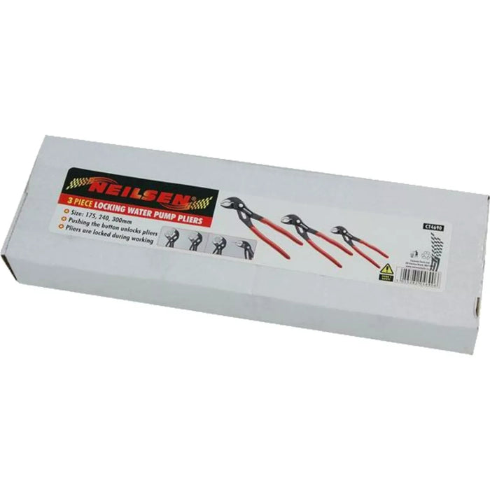 Neilsen 3pc Plumbers Waterpump Pipe Wrench Pliers Grips Pump 175mm - 300mm