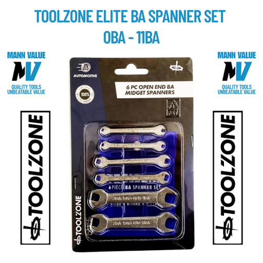Toolzone Elite BA Spanner Set 6 Pc Open Ended 0BA - 11BA Spanners Model SP146