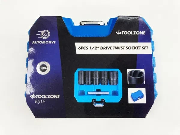 1/2" Grip & Twist Socket Set 6pc Locking Wheel Nut Remover Damaged Rounded Bolts