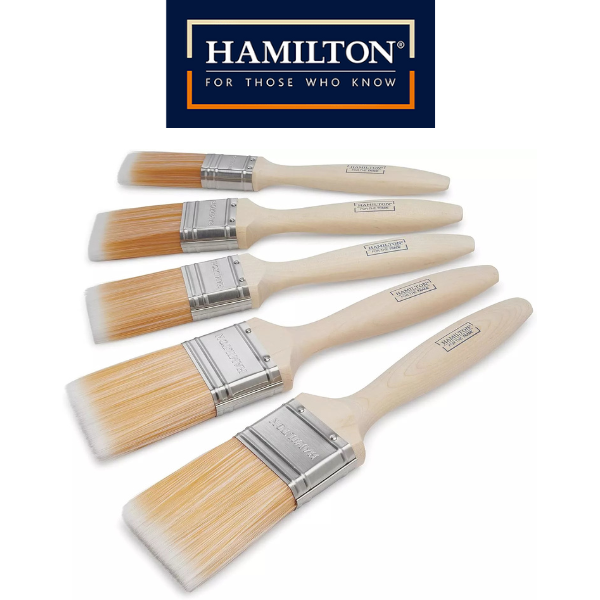 Hamilton Flat Paint Brushes Fine Tip Emulsion Gloss Varnish Stain - Pack of 5