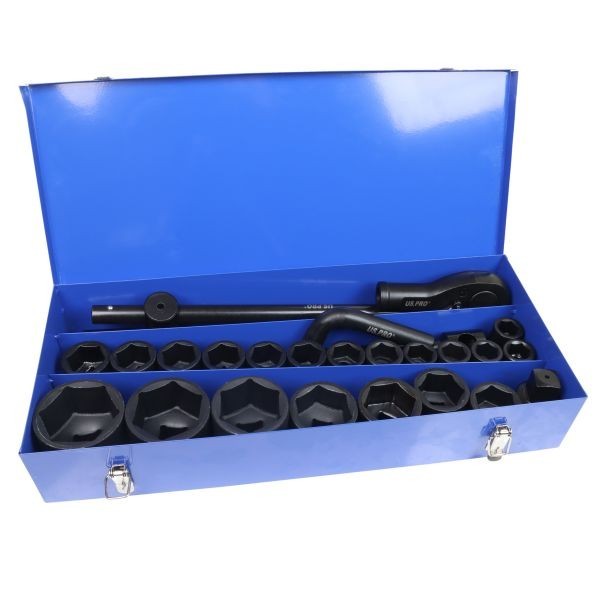 US PRO Tools 26pc Socket Set With Ratchet Set 3/4" & 1" Dr 21 - 65mm 3735
