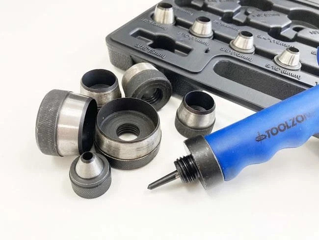 14PC HOLLOW HOLE CUTTER PUNCH SET 5-35mm LEATHER RUBBER GASKETS + STORAGE CASE