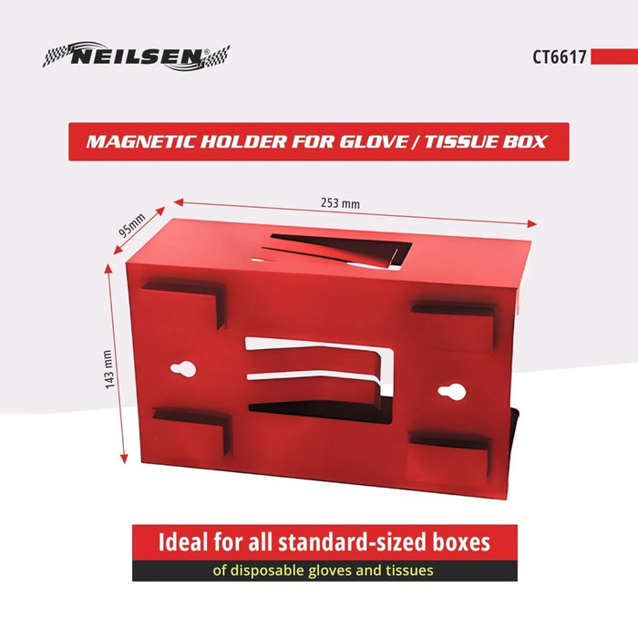Neilsen Magnetic Disposable Glove Tissue Wipes Dispenser Holder Storage Box Red