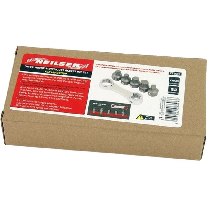 Neilsen Car Door Hinge & Difficult Access Bit Tool Set for VW Audi Seat Skoda