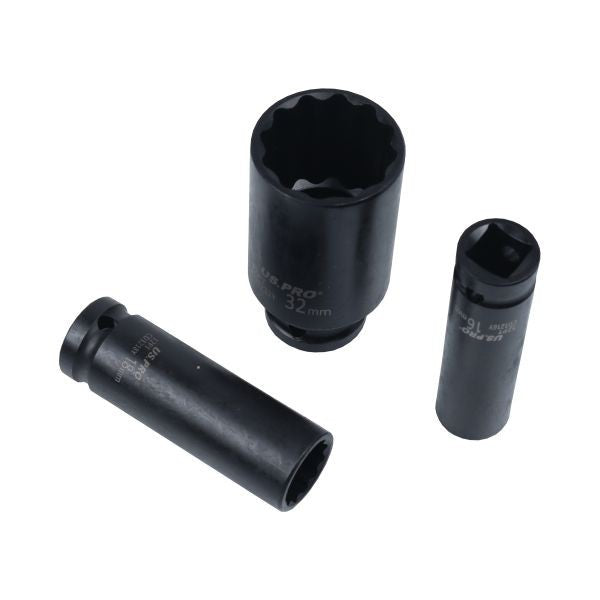 US Pro 13pc 1/2'' Dr 12 Sided Metric Deep Impact Socket Set Sockets 1683