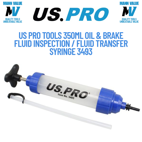 US PRO Tools 350ml Oil & Brake Fluid Inspection / Fluid Transfer Syringe 3493