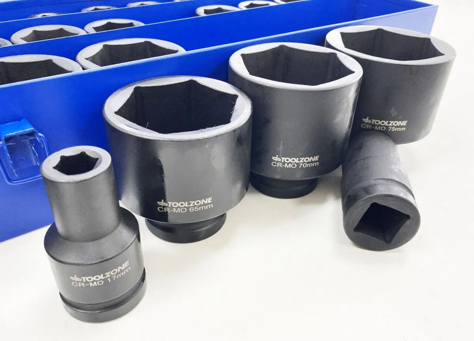 1" Deep Impact Socket Set - Sockets from 17mm - 75mm  Jumbo Socket Set 25 Piece
