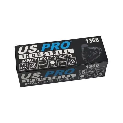 US PRO Industrial Impact Hex Bit Socket Set Allen Key 1/2" Drive 4-19mm 1366 