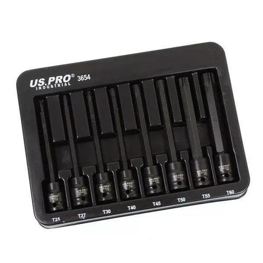 US PRO Industrial 8pc 3/8" DR Extra Long Impact Star Torx Bit Socket Set T25-T60