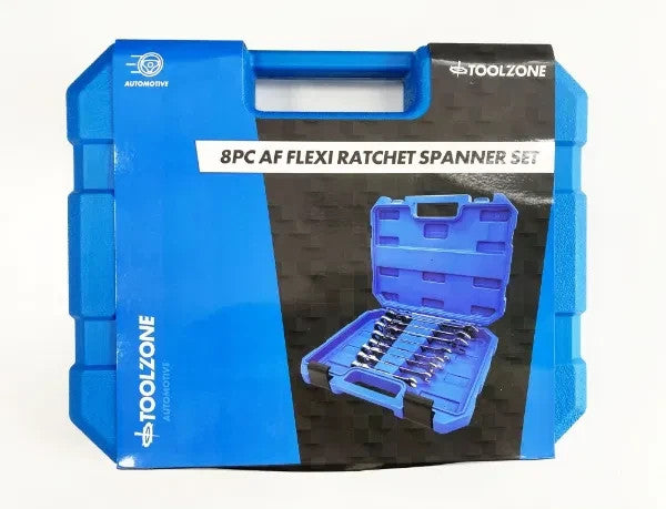AF Ratchet Spanner Set Flexi Head Imperial Combination Open Ring 8 Pc Tool SAE