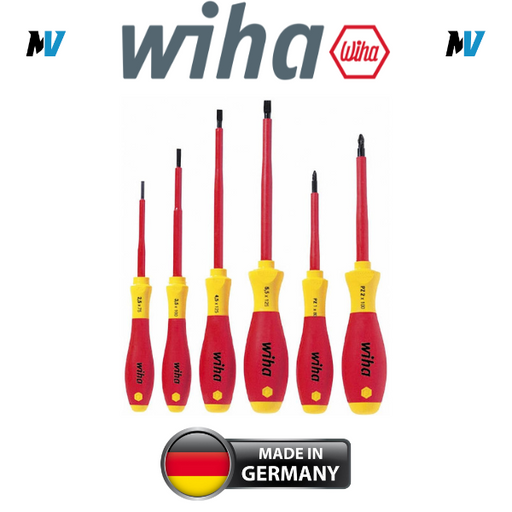WIHA 6 Piece Electricians VDE 1000v Insulated Slot & Pozi Screwdriver Set, 25477