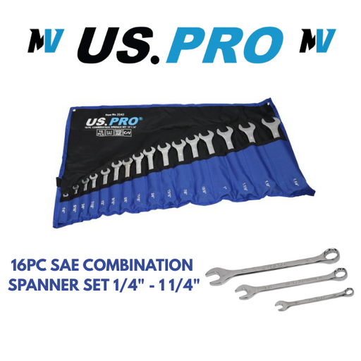 US PRO Tools 16PC SAE Combination Spanner Set 1/4" - 1 1/4" - 2242