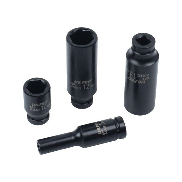 US PRO 1/4" Drive 28pc Impact Socket Set Metric Shallow Deep Sockets 4-15mm 7629