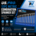 US PRO Tools 12pc Combination Spanner Set Metric 8 - 19mm 3234