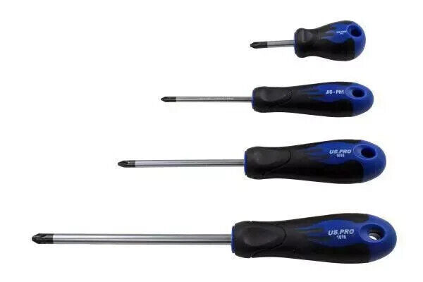 US PRO Tools 4 Piece Japanese Industry Standard Screwdriver Set JIS ph1,2,3 