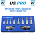 US PRO Tools  10PC spline / TRIPLE SQUARE BIT SOCKETS IN Foam EVA TRAY 3388