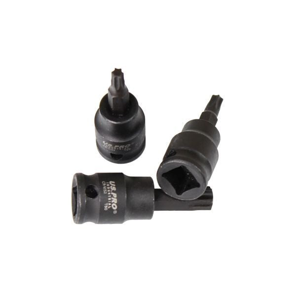 US PRO INDUSTRIAL 9pc 3/8” DR Impact Torx Star Bit Sockets Set T20 - T60 3955