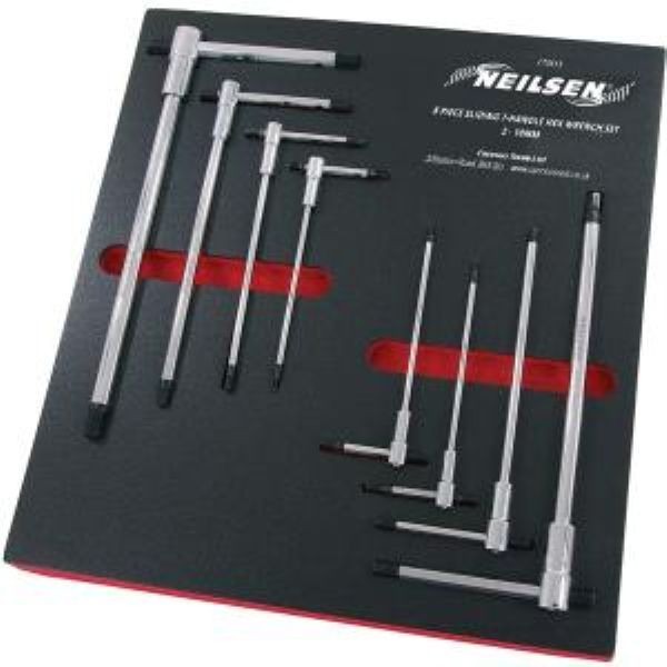 Neilsen 8pcs Long Sliding T-handle Allen Hex Key Wrench Set 2-10mm T Handle Keys