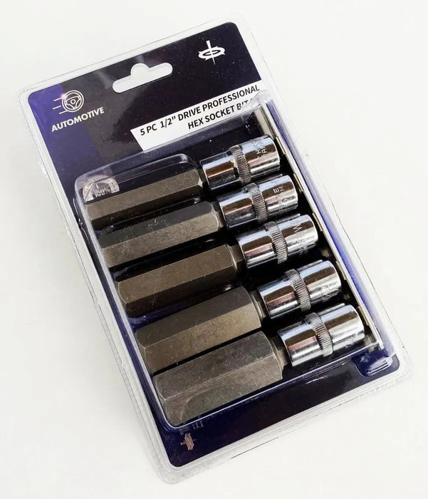 Large Hex Bit Socket Set 14mm 17mm 19mm 22mm 24mm Allen Key Sockets 1/2" Drive