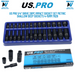 US PRO 1/4" Drive 28pc Impact Socket Set Metric Shallow Deep Sockets 4-15mm 7629