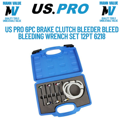 US PRO Tools 6pc Brake Clutch Bleeder Bleed Bleeding Wrench Set 12pt 6218