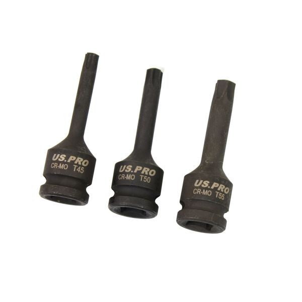 US PRO 8pc 1/2" Drive Star / Torx Bit Impact Socket Set T30 - T80 EVA foam 3846