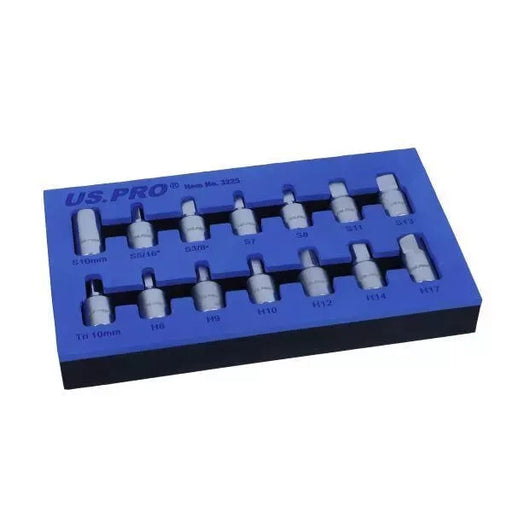 US PRO Tools 3/8" dr 14pc Drain Sump Plug Key Set, Engine Gearbox Diff 3225
