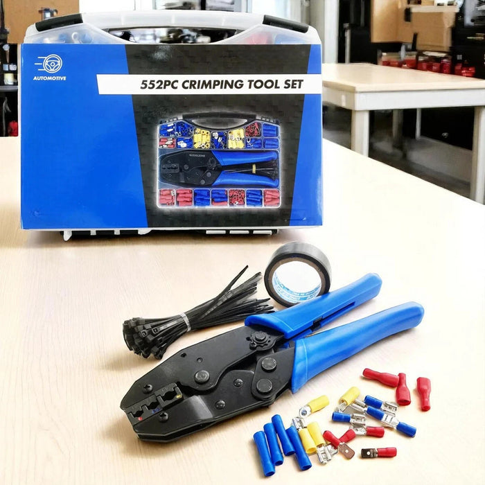 Ratchet Crimping Tool Wire Crimp Terminals Insulated Electrical Connectors 552pc