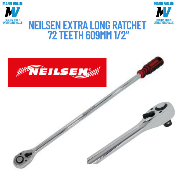Neilsen Extra Long Reach Socket Ratchet Quick Release 72 Teeth 609mm 1/2"