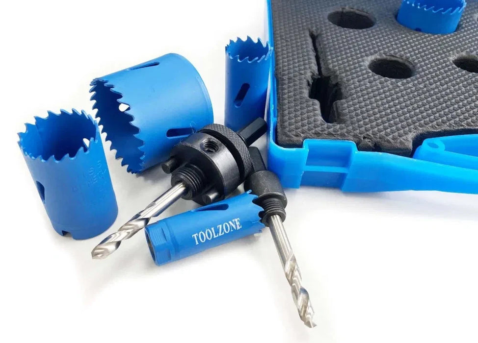 Hole Saw Set 9 Piece Electricians Bi-Metal 18-51mm Steel Aluminium PVC Wood
