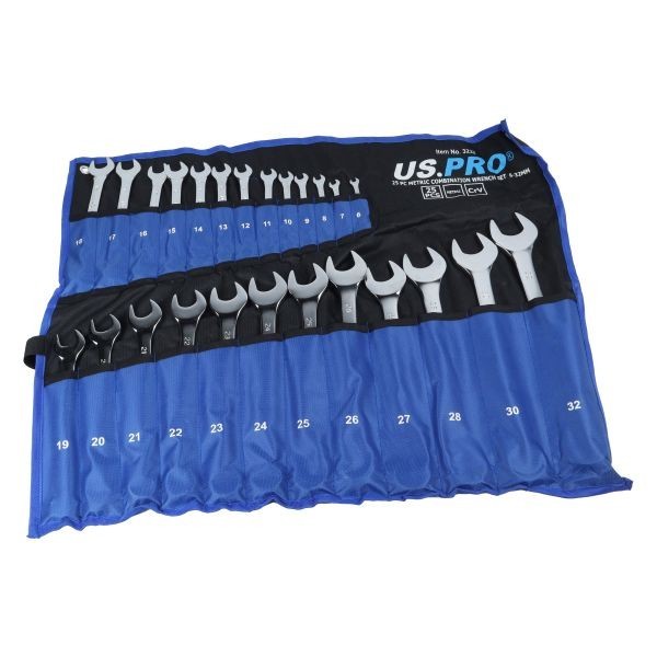 US PRO 25pc Metric Combination Spanner Wrench Set 6 - 32mm 3232