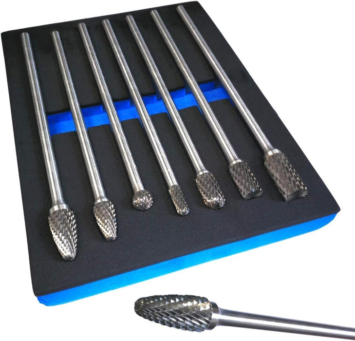 Rotary Burr Set Extra Long 150mm Shank Tungsten Carbide Burrs 7PC High Quality