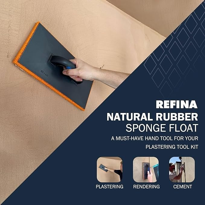 REFINA Medium Grain Rubber Sponge Float for Plastering, Rendering & Cement  11 "