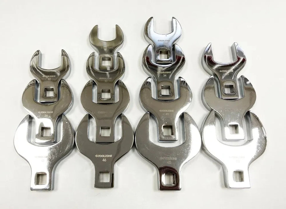 14pc Extra Large Crows Foot Feet 1/2" Nut Spanners Wrenches 27 - 50 mm