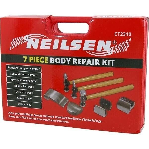 Neilsen Car Auto Body Panel Beating Dent Repair Tool Kit Hammers Dolly Set 7pc