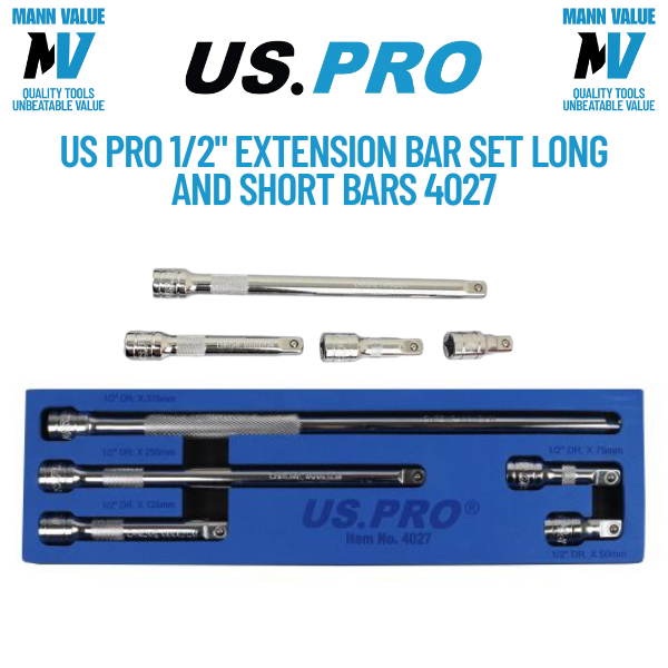 US PRO 1/2" Drive Extension Bar Set Long Short Bars Ratchet Socket Wrench 4027
