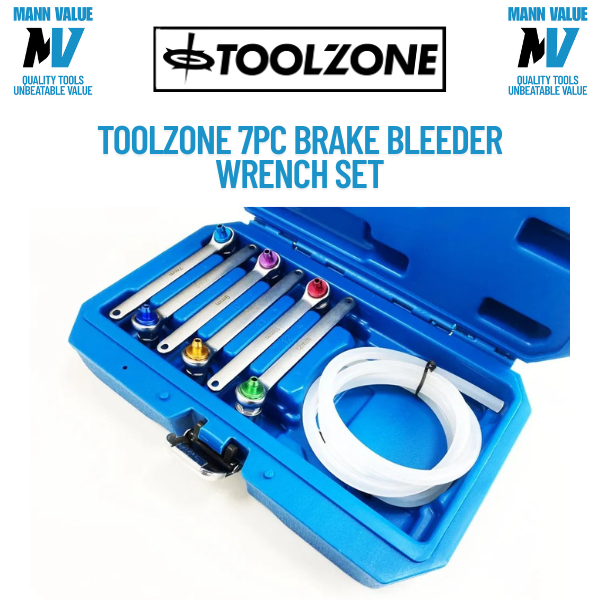 Toolzone 7pc Brake Clutch Bleed Wrench Spanner Set 12pt 7-12mm AU349 Bleeder