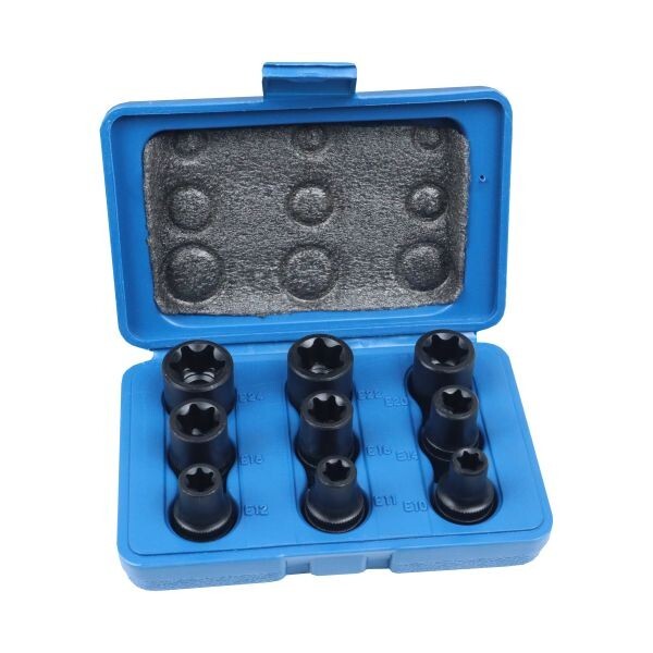 US PRO Tools 9PCS 1/2" DR Impact E-Star Sockets Female Torx E10 - E24 7522