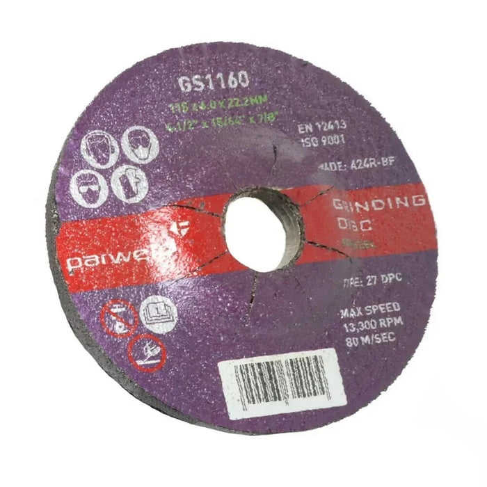 115mm Grinding Discs (4.5") Parweld metal grinder discs 115 x 6mm (PACK OF 10)
