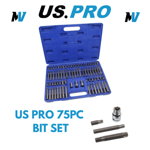 US PRO 75PC Hex, Spline, Torx & Tamper Proof Torx Bit Set 2068