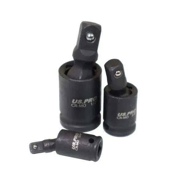 US PRO Tools 3pc Impact Universal Wobble Joint Set 1/4" 3/8" 1/2" Drive Sockets