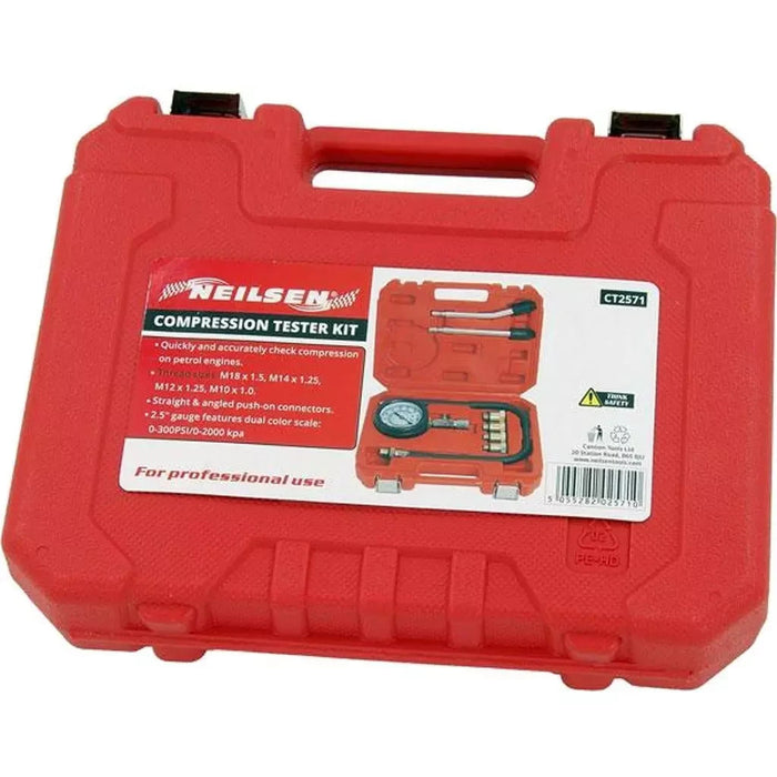 Neilsen Petrol Engine Compression Tester for Automotives and Motorcycles Kit Set