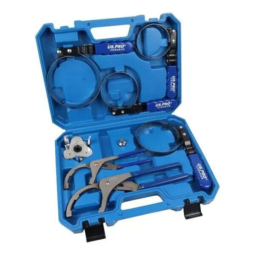 US PRO Tools 8pc Oil / Fuel Filter Removal Wrench Set Adjustable Pliers Straps