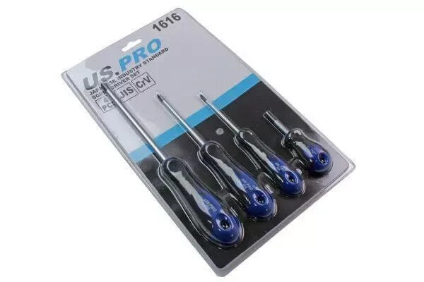 US PRO Tools 4 Piece Japanese Industry Standard Screwdriver Set JIS ph1,2,3 