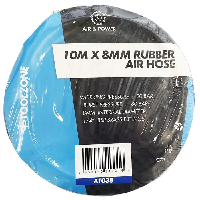 Air Hose Line 10M 30ft 1/4" BSP Air Line Reel 8MM Hi Vis Compressor Tool Brass