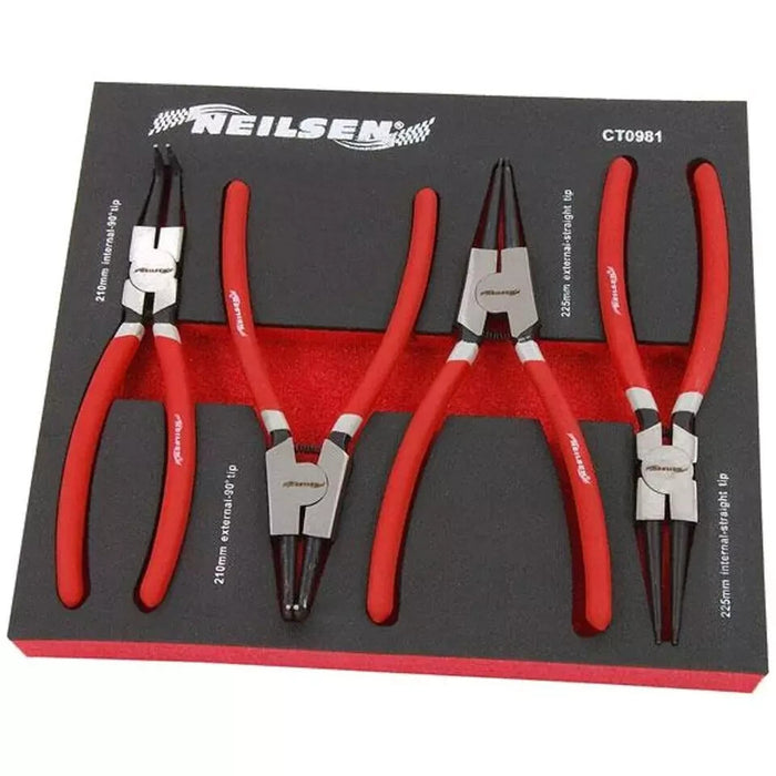 Neilsen 4pc Circlip Snap Ring Pliers Internal External Bent Straight Plier Set