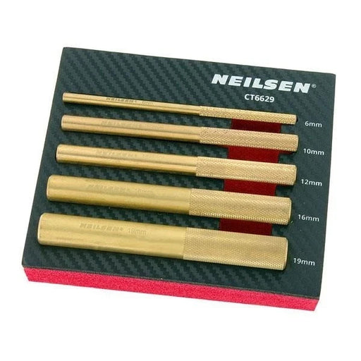 Neilsen 5 Piece Brass Drift Punch Set  6-19mm X 145mm in length Heavy Duty